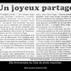 25e Anniversaire du Club de photo mauricien.